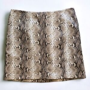 Snakeskin Print Mini Skirt FAUX Leather Skirt SZ Large